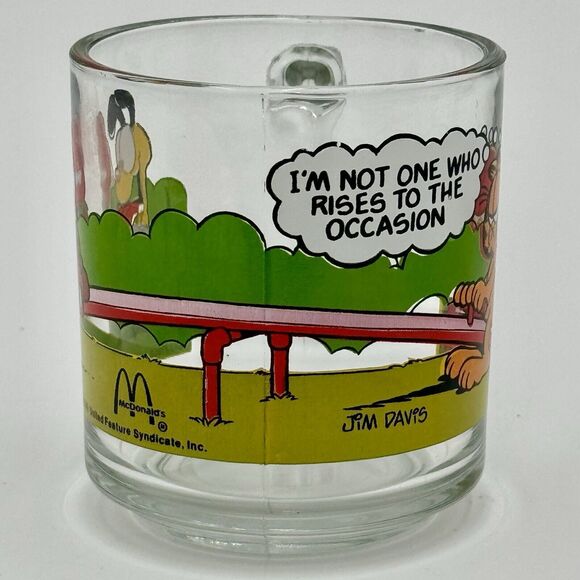 Vintage Garfield with Odie Characters McDonalds Glass Cup Mug 1980 Jim Davis - Picture 3 of 9